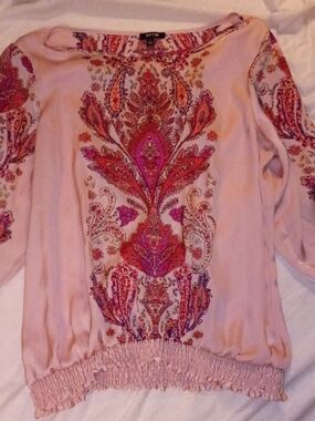 Apt. 9 pink paisley blouse with 3/4 sleeves L